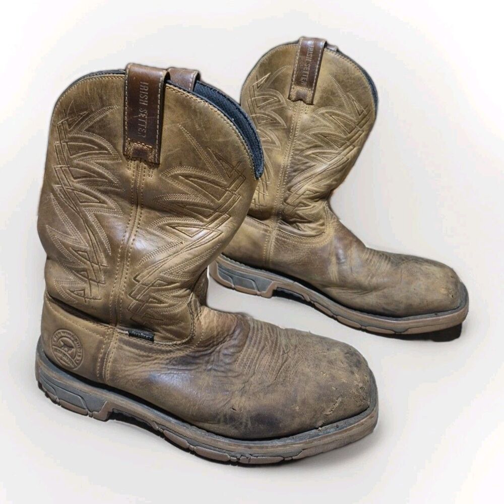 Irish Setter Steel Toe Work Boots Men's Size 9D Waterproof Leather Cowboy 83912
